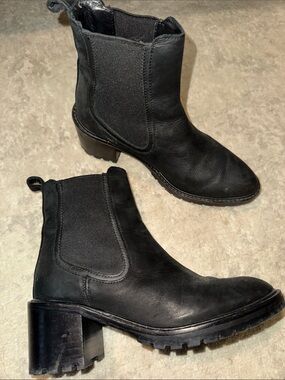 Thursday Boot Company Black Leather Chelsea Heel Booties